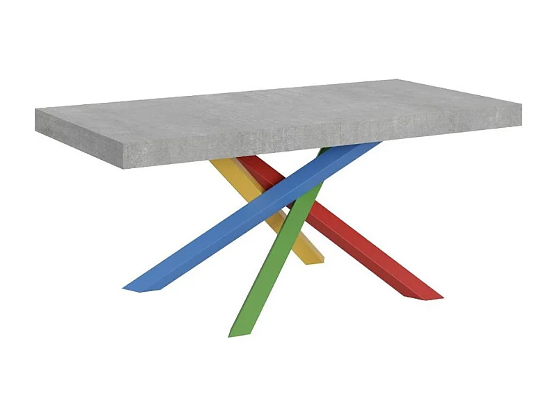 Table design grise et pieds entrelacés multicouleurs 160cm Artemis