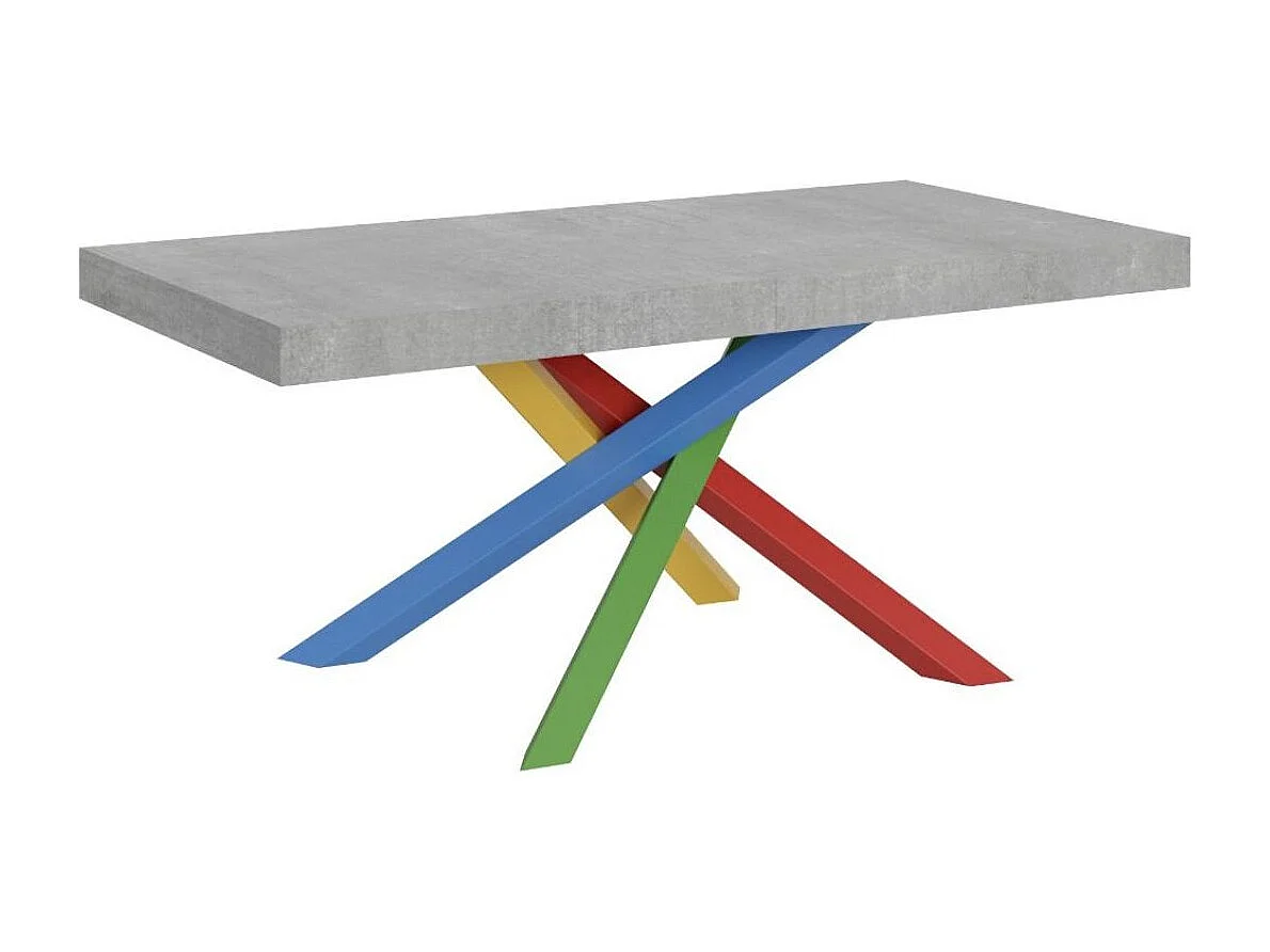 Table design grise et pieds entrelacés multicouleurs 160cm Artemis