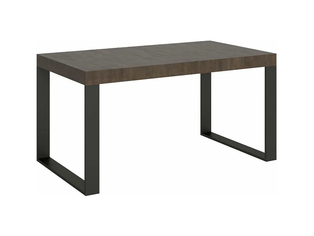 Table industrielle bois foncé et pieds métal anthracite Tiroz 160cm