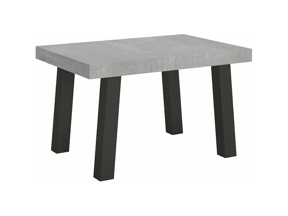 Table à manger rectangulaire gris béton et pieds métal anthracite Bidy 130cm
