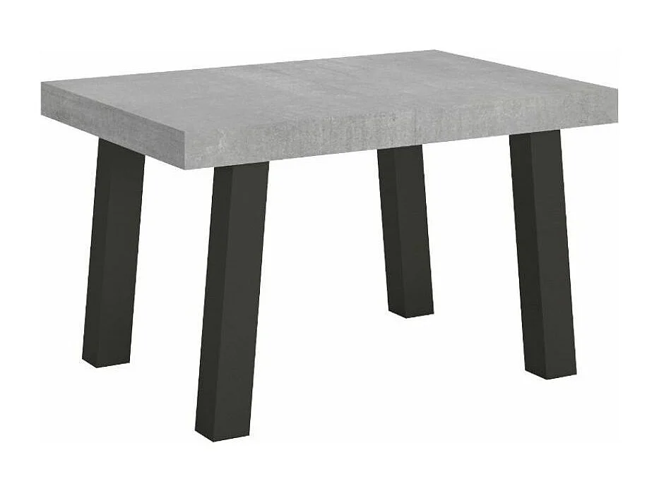 Table à manger rectangulaire gris béton et pieds métal anthracite Bidy 130cm