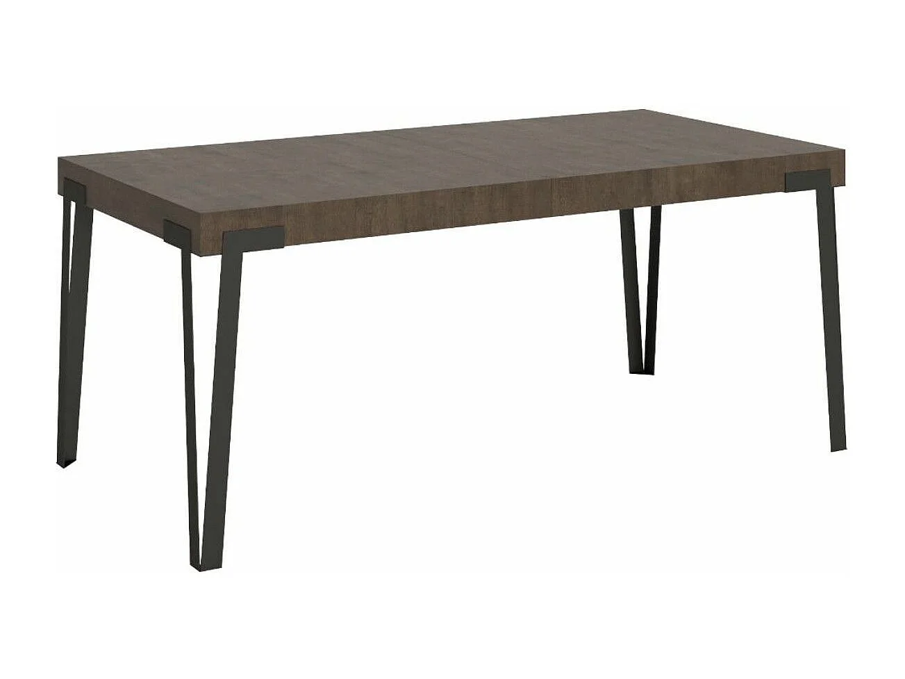 Table rectangulaire 180cm noyer et pieds métal anthracite Konta
