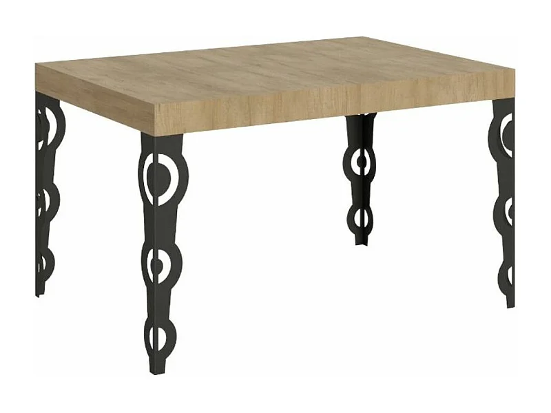 Table rectangulaire orientale 6 places L 130cm chêne clair et pieds métal anthracite Kazay