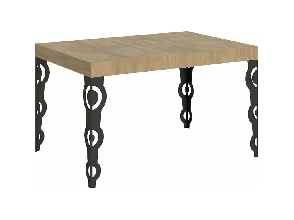 Table rectangulaire orientale 6 places L 130cm chêne clair et pieds métal anthracite Kazay