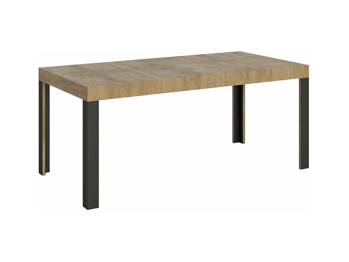 Table à manger rectangulaire bois clair et pieds métal gris foncé Liva 130cm
