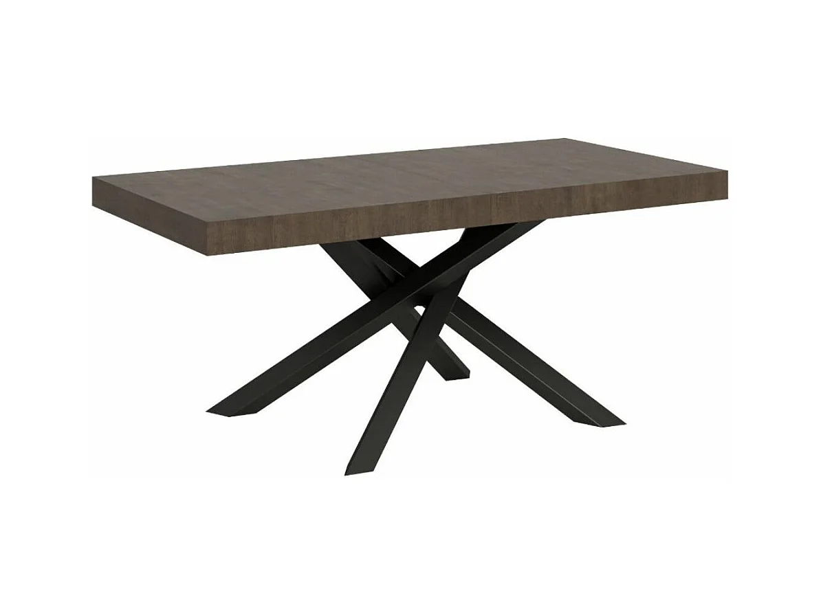 Table à manger design marron et pieds entrelacés anthracite 160cm Artemis