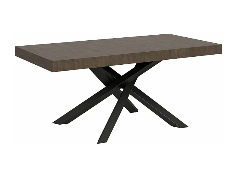 Table à manger design marron et pieds entrelacés anthracite 160cm Artemis
