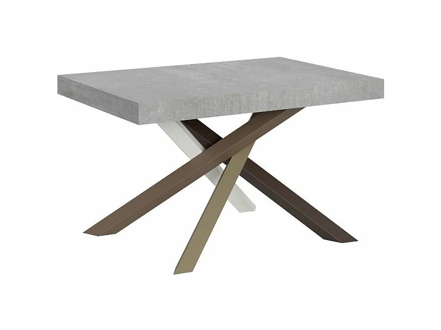 Petite table à manger design gris cendré et pieds entrelacés 130cm Artemis