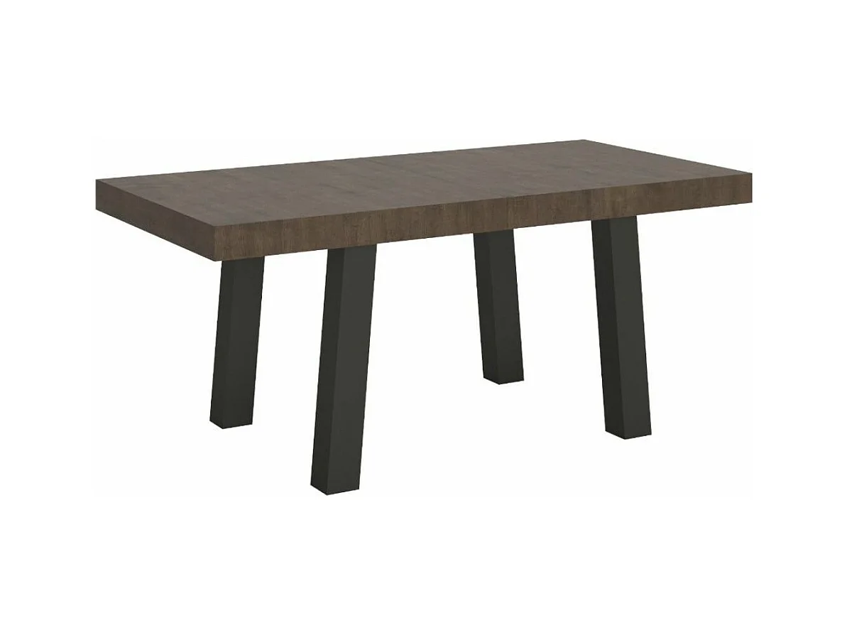 Table à manger rectangulaire bois foncé et pieds métal anthracite Bidy 160cm