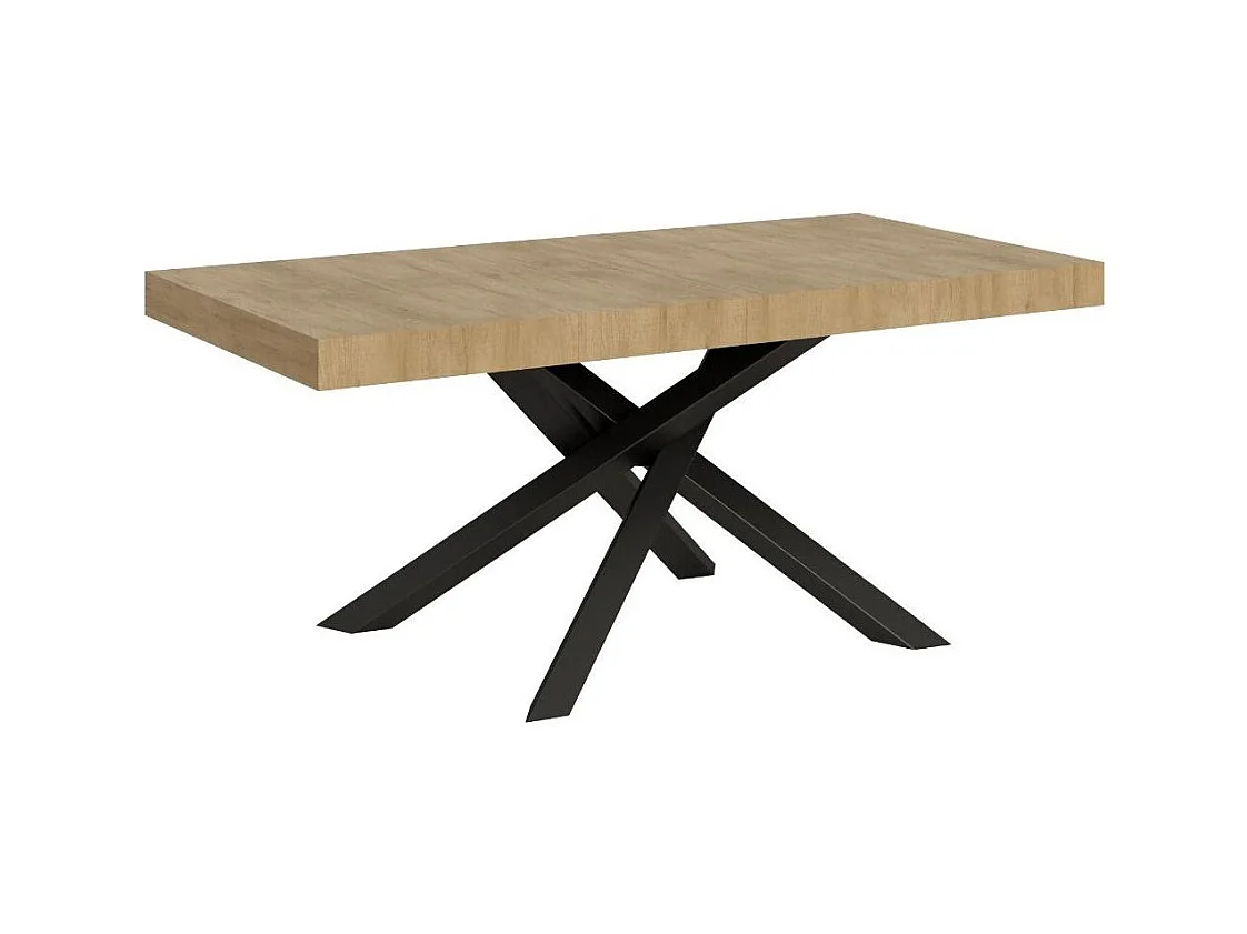 Table à manger design chêne clair et pieds entrelacés anthracite 180cm Artemis