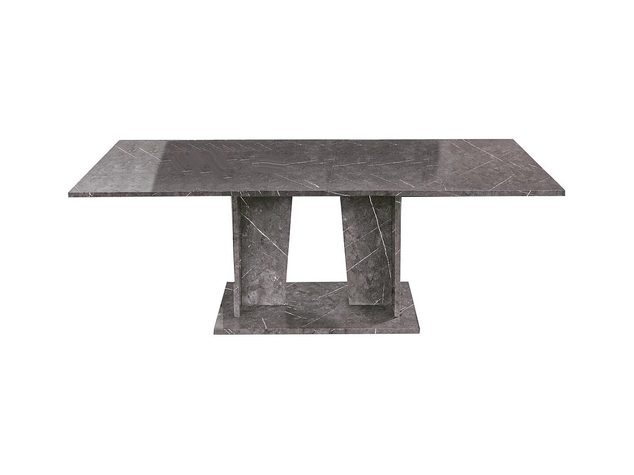 Table à manger rectangulaire extensible bois gris effet marbre vernis Botela 180 à 225cm