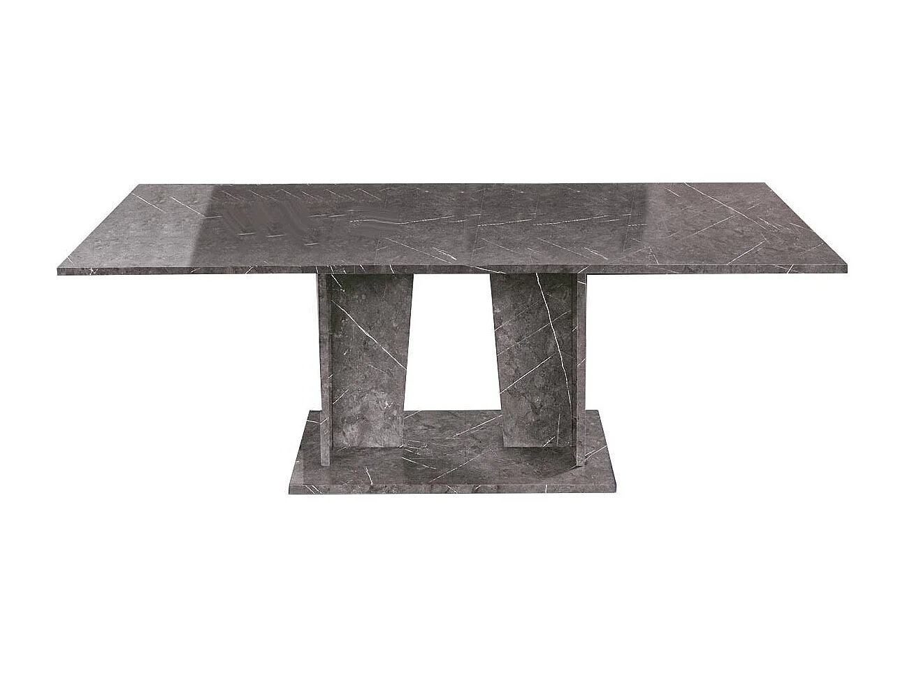 Table à manger rectangulaire extensible bois gris effet marbre vernis Botela 180 à 225cm
