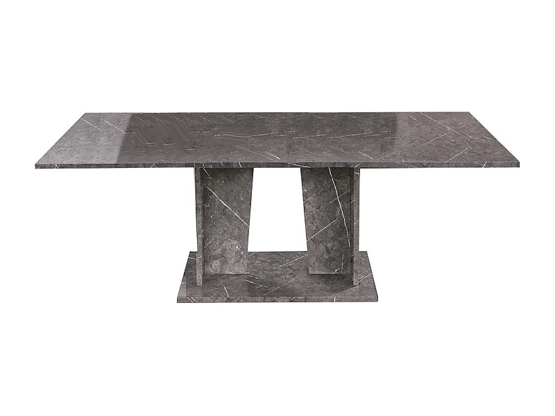 Table à manger rectangulaire extensible bois gris effet marbre vernis Botela 180 à 225cm