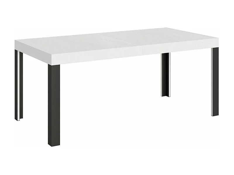 Table à manger rectangulaire blanc et pieds métal gris foncé Liva 160cm