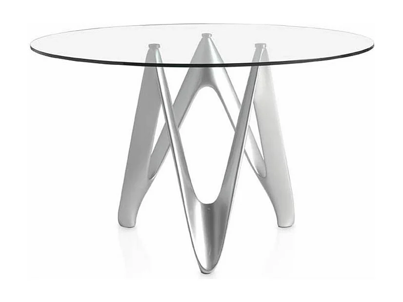 Perla zilver gelakte glasvezel design ronde tafel-Dimensies D 130 x H 76 cm