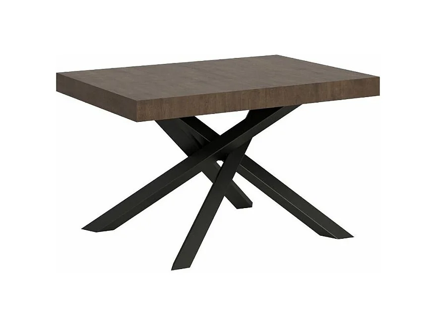 Petite table à manger design marron et pieds entrelacés anthracite 130cm Artemis