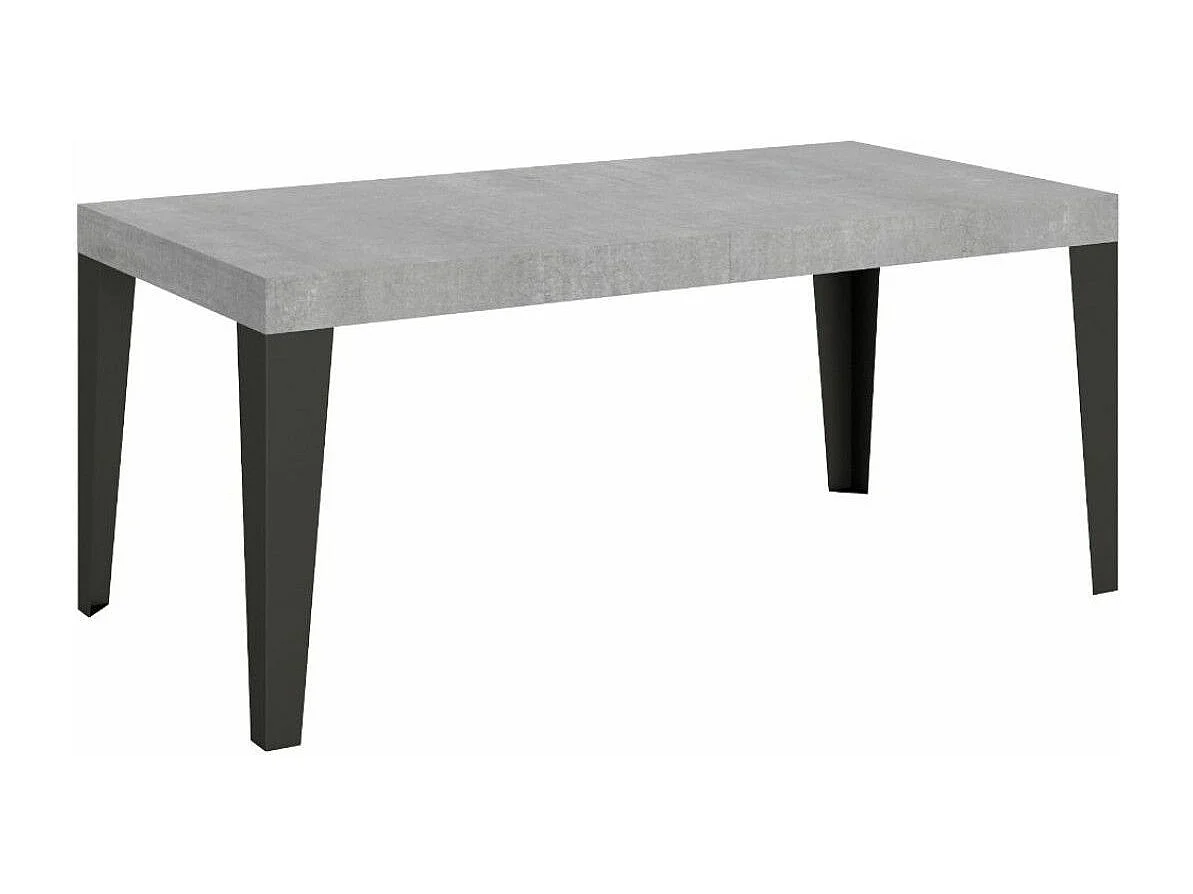 Table rectangulaire 180cm gris béton et pieds métal anthracite Flavio 6 à 8 places