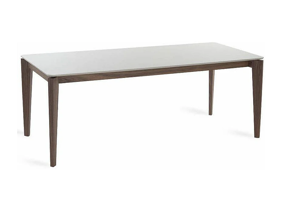 Table rectangulaire bois laqué et pieds bois noyer Muza-Couleur Crystal