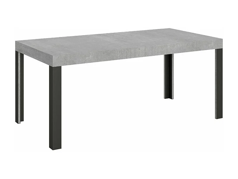 Table à manger rectangulaire gris béton et pieds métal gris foncé Liva 160cm