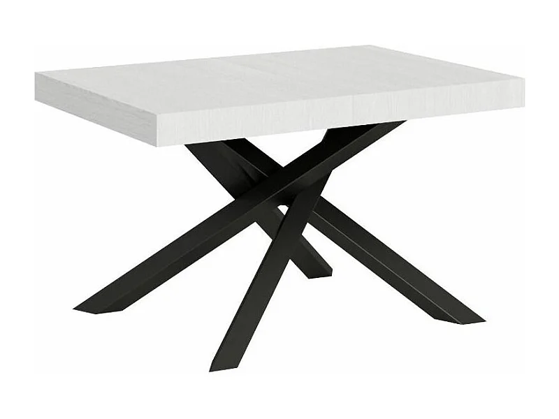 Petite table à manger design blanche et pieds entrelacés anthracite 130cm Artemis