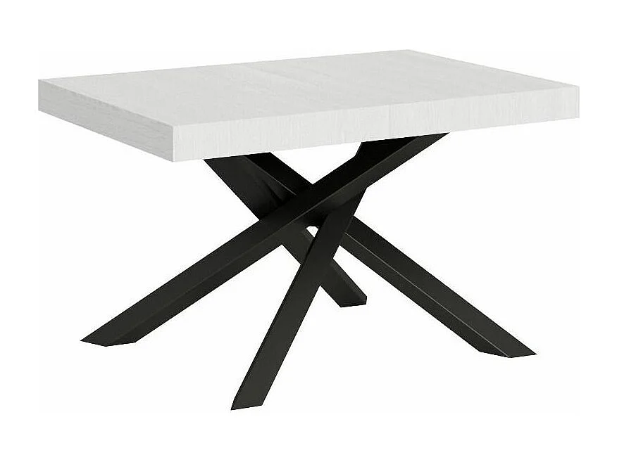 Petite table à manger design blanche et pieds entrelacés anthracite 130cm Artemis