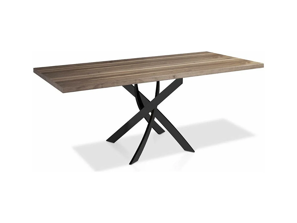 Table rectangulaire bois noyer et acier noir Gala-Dimensions L 180 x P 95 x H 75 cm