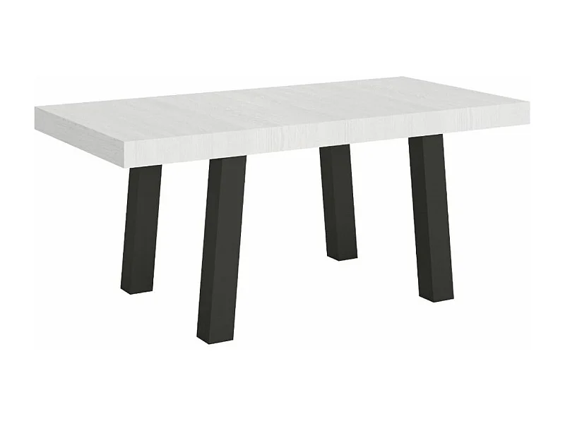 Mesa de comedor rectangular de fresno blanco Bidy con patas de metal antracita 180 cm