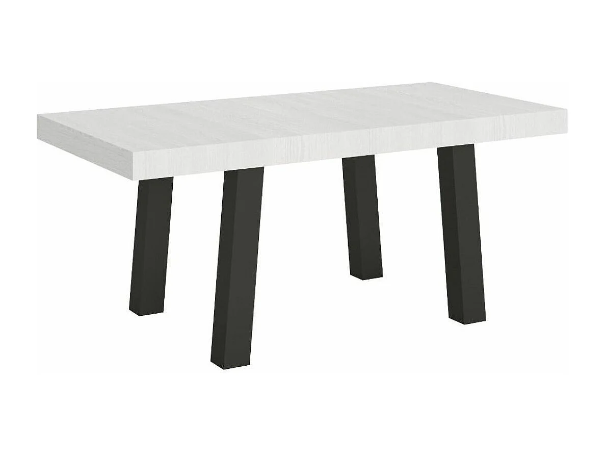 Table à manger rectangulaire blanc et pieds métal anthracite Bidy 180cm