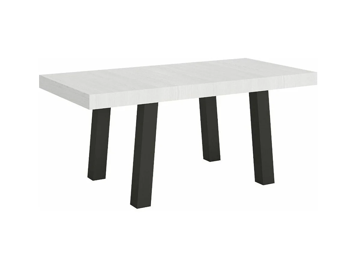 Bidy rechthoekige witte eettafel en antraciet metalen poten 180 cm