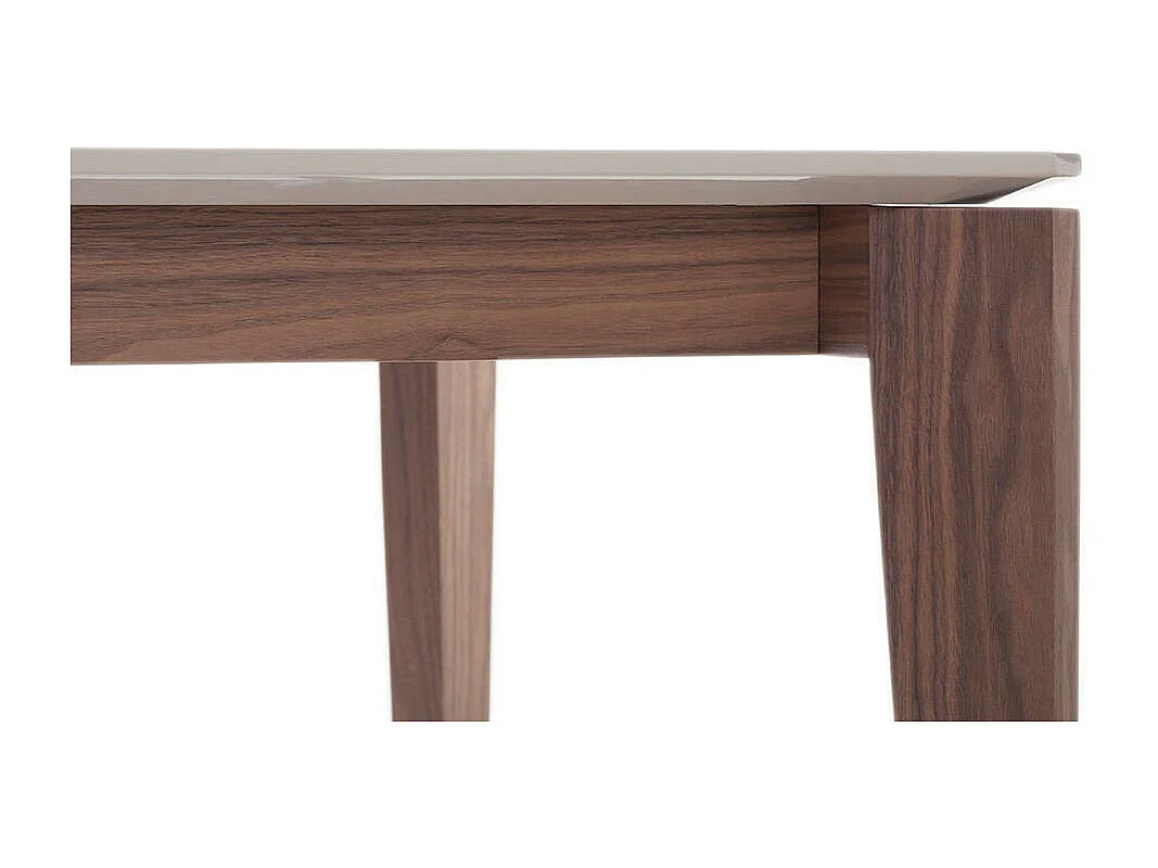 Table rectangulaire bois laqué et pieds bois noyer Muza-Couleur Country