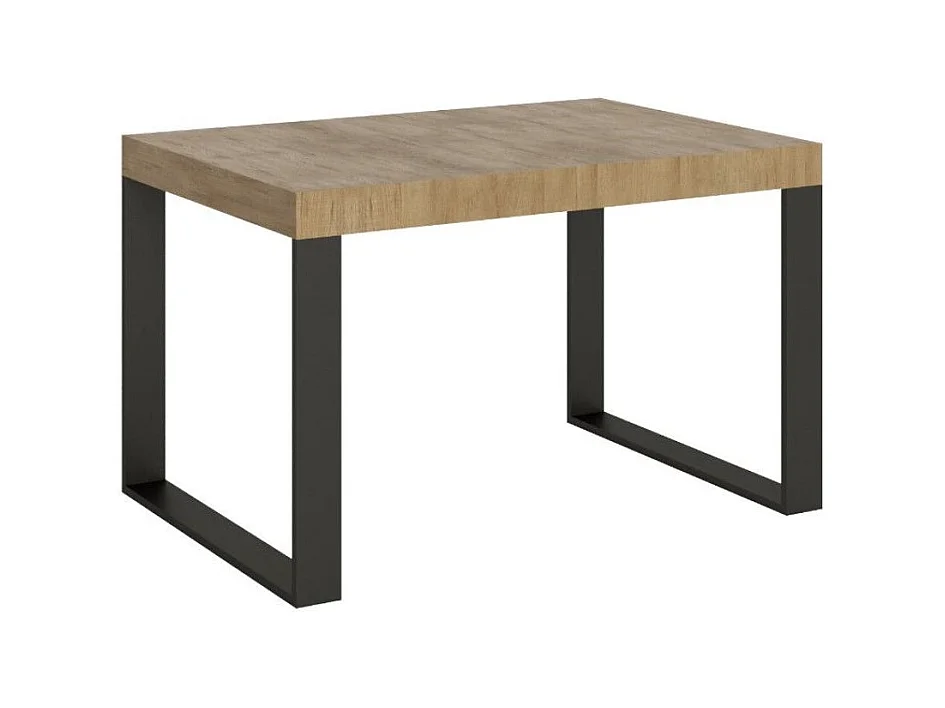 Table à manger moderne bois clair et pieds métal anthracite Tiroz 130cm