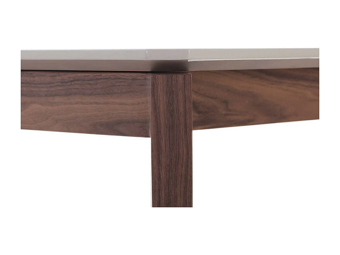 Muza rechthoekige gelakte houten tafel en walnoothouten poten-Kleur Abrikoos