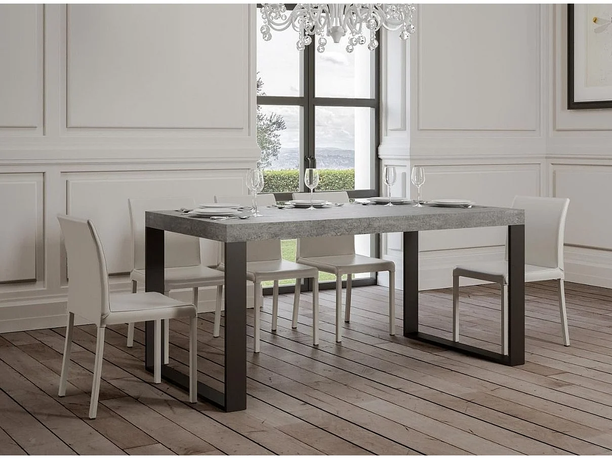 Mesa industrial Tiroz 160 cm gris cemento con patas de metal antracita