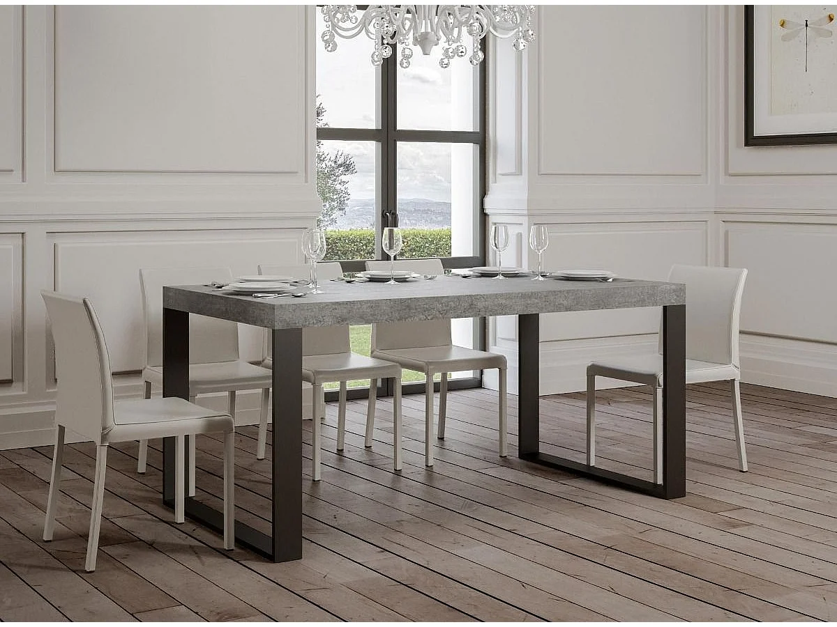 Mesa industrial Tiroz 160 cm gris cemento con patas de metal antracita