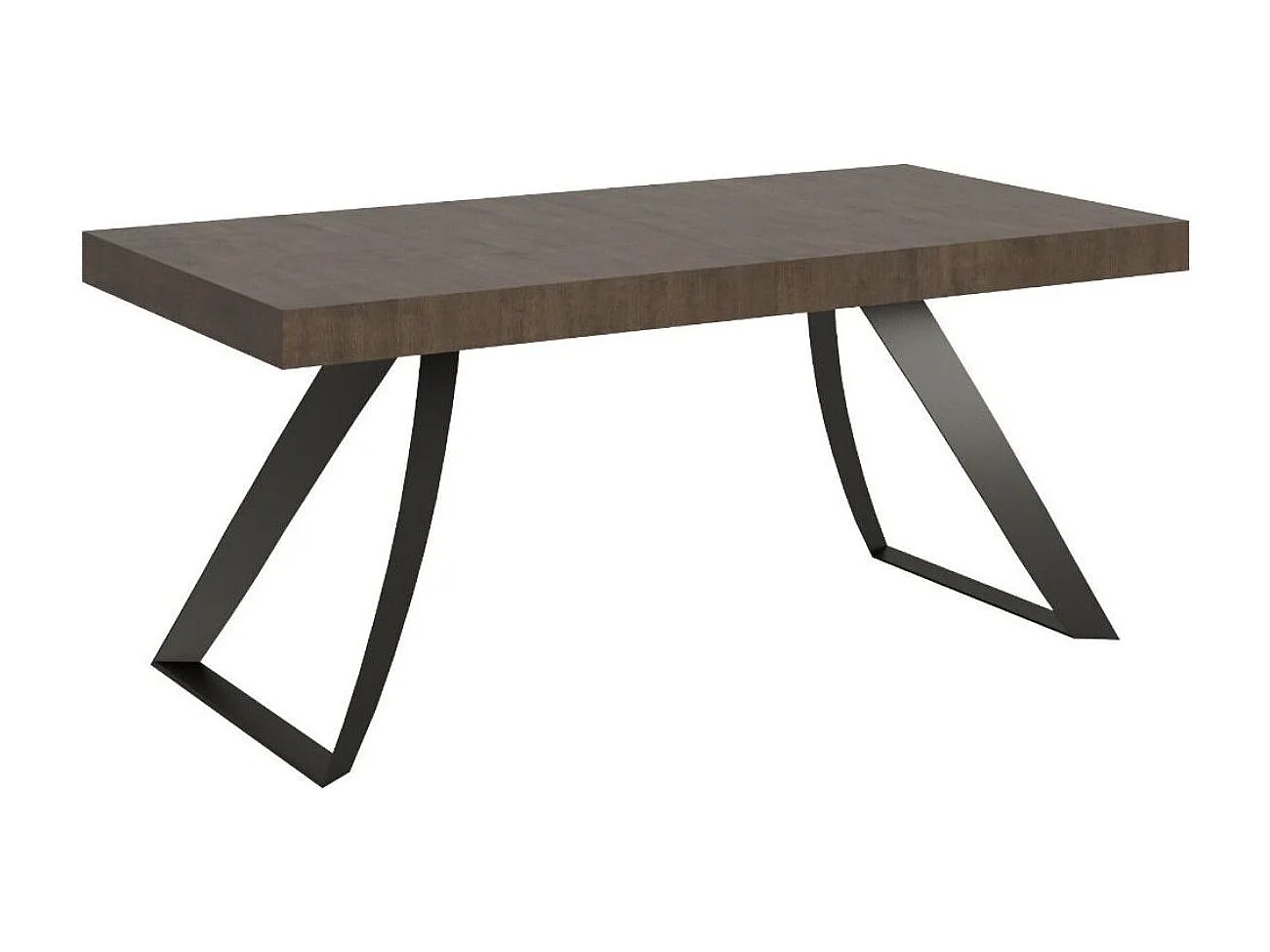 Mesa de diseño Volta 160 cm nogal con patas de metal curvadas antracita
