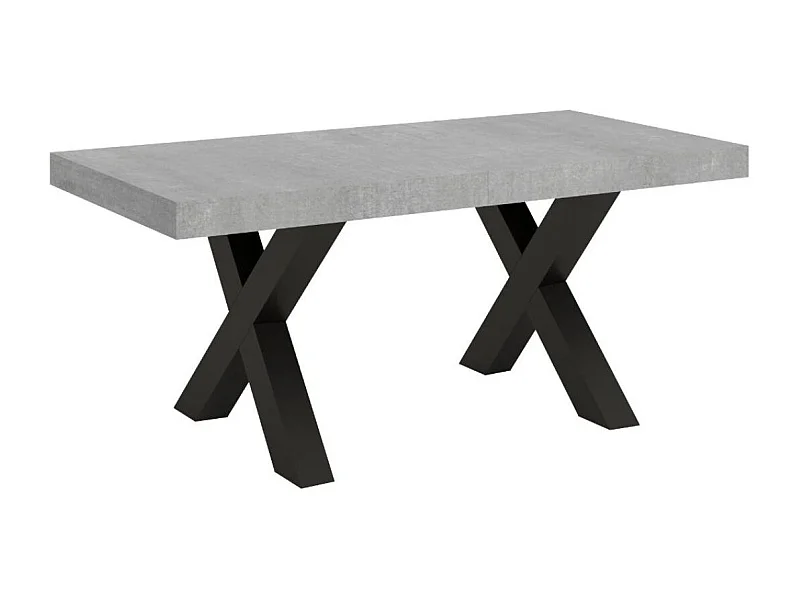 Mesa de comedor rectangular Tsara 160 cm de hormigón gris con patas de metal gris oscuro