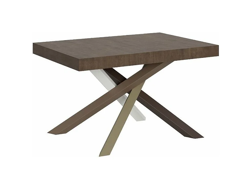 Petite table à manger design marron et pieds entrelacés 130cm Artemis