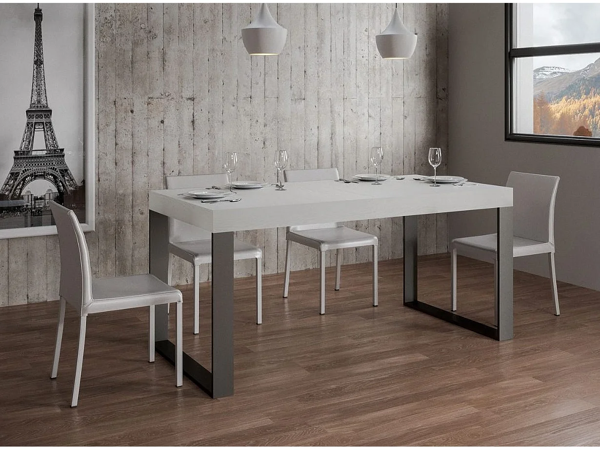 Mesa industrial Tiroz 180 cm blanca con patas de metal antracita