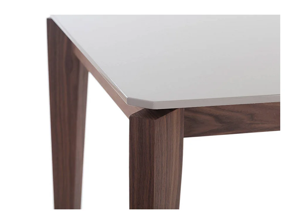 Table rectangulaire bois laqué et pieds bois noyer Muza-Couleur Cuir