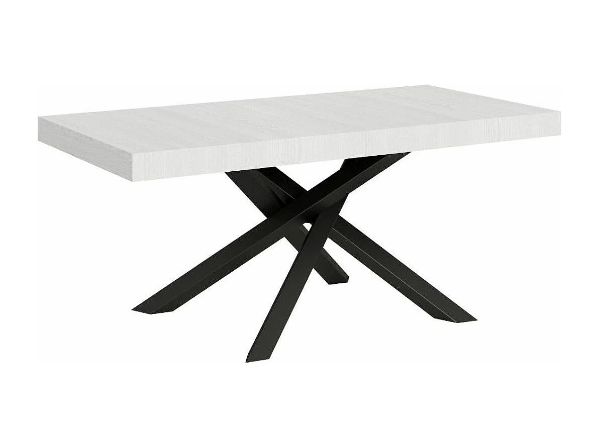 Table italienne blanche et pieds entrelacés gris foncé 180cm Artemis