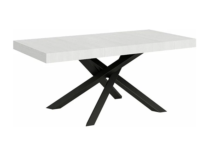 Table italienne blanche et pieds entrelacés gris foncé 180cm Artemis