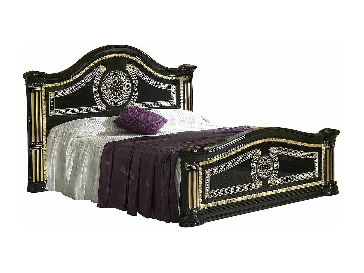 Lit design laqué noir et doré Savana 180x200