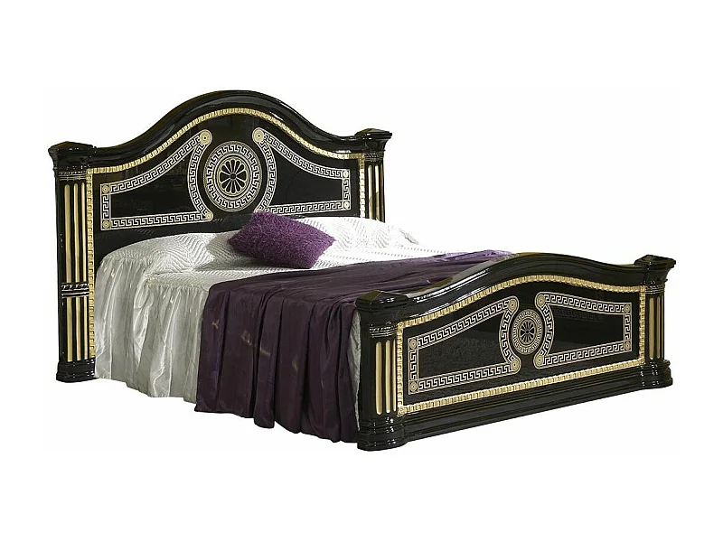 Lit design laqué noir et doré Savana 160x200