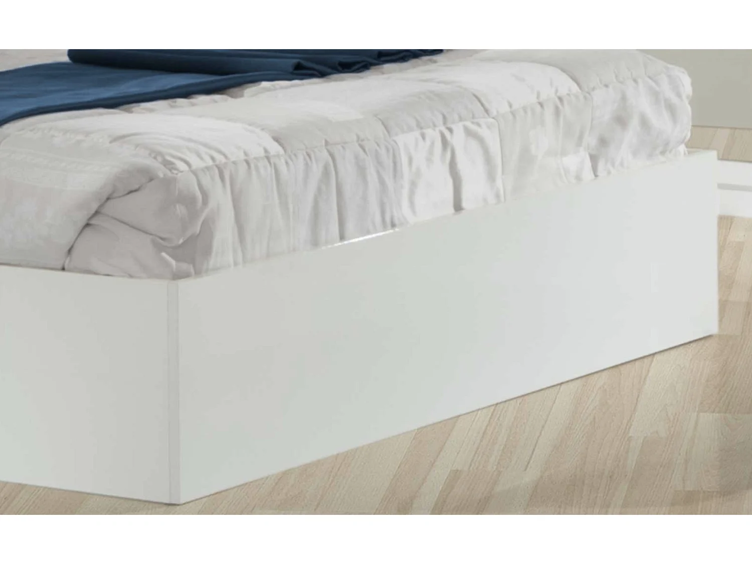 Lit design blanc laqué et tête de lit capitonnée simili cuir blanc avec Led Turin-160x200