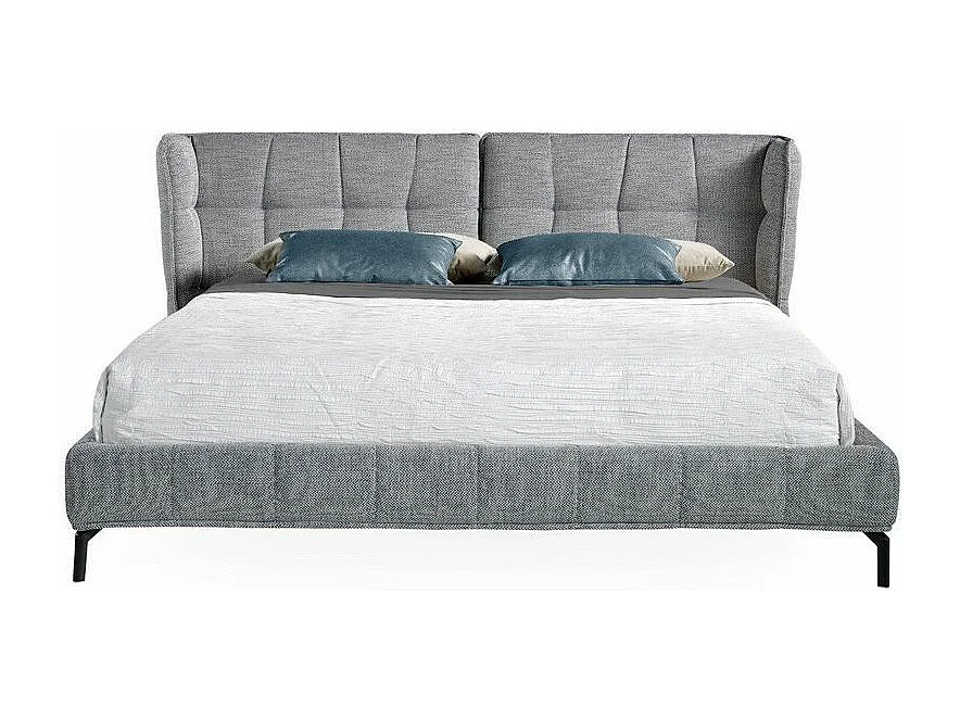 Lit double 180x200 capitonné tissu gris Clever