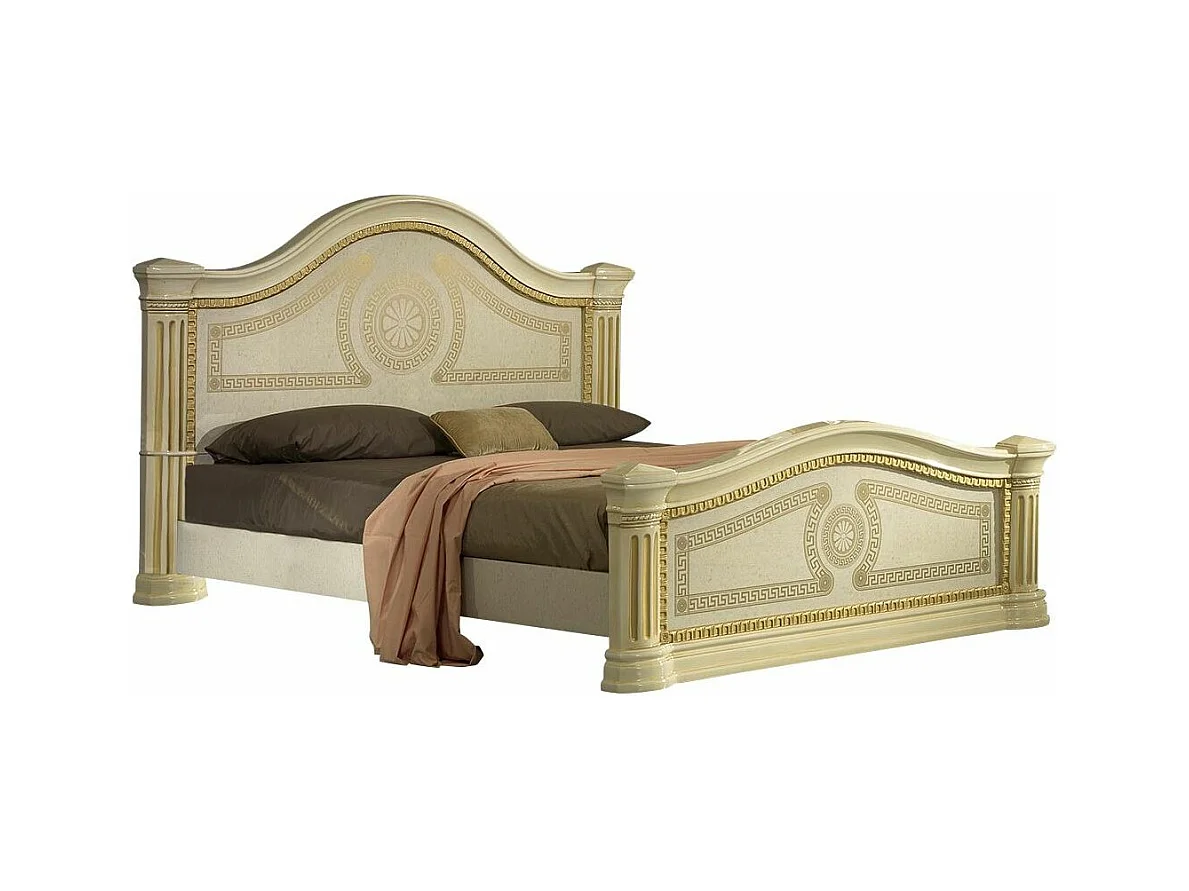 Savana beige en goudgelakt designbed 180x200 cm
