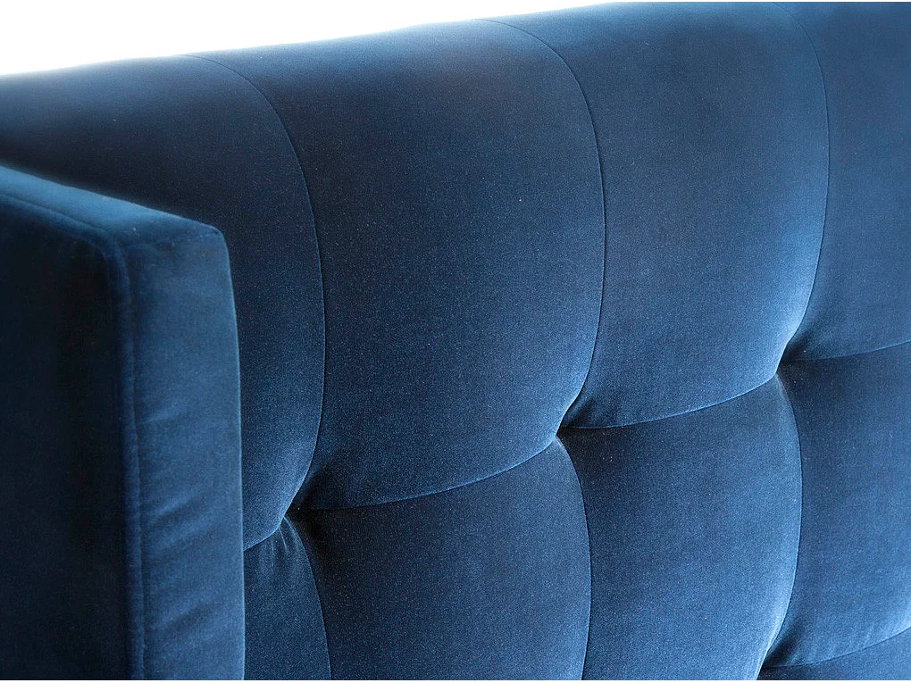 Lit double 150x200 capitonné velours bleu Loriza