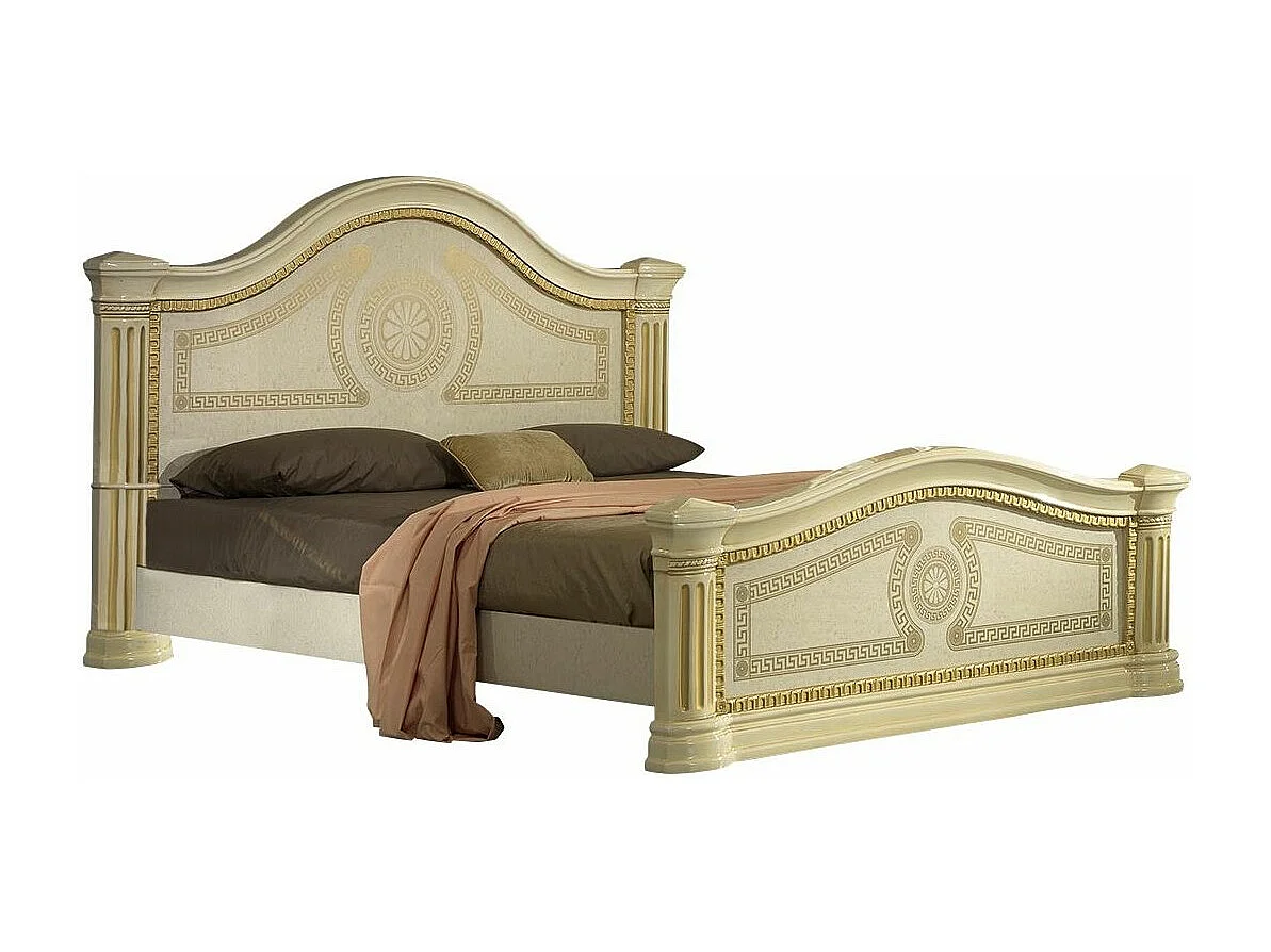 Savana beige en goudgelakt designbed 160x200 cm