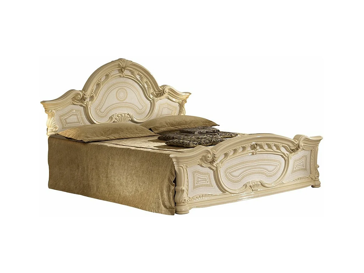 Lit baroque laqué beige Soraya 160x200