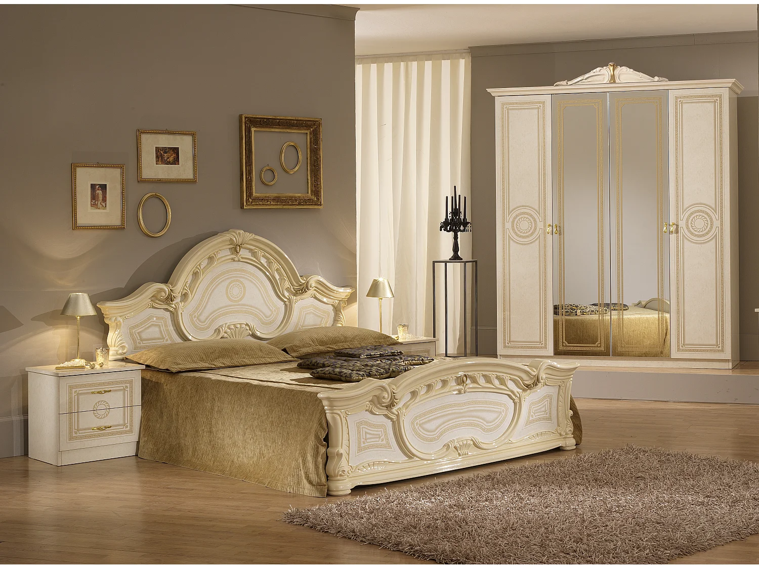 Soraya beige gelakt barokbed 160x200 cm
